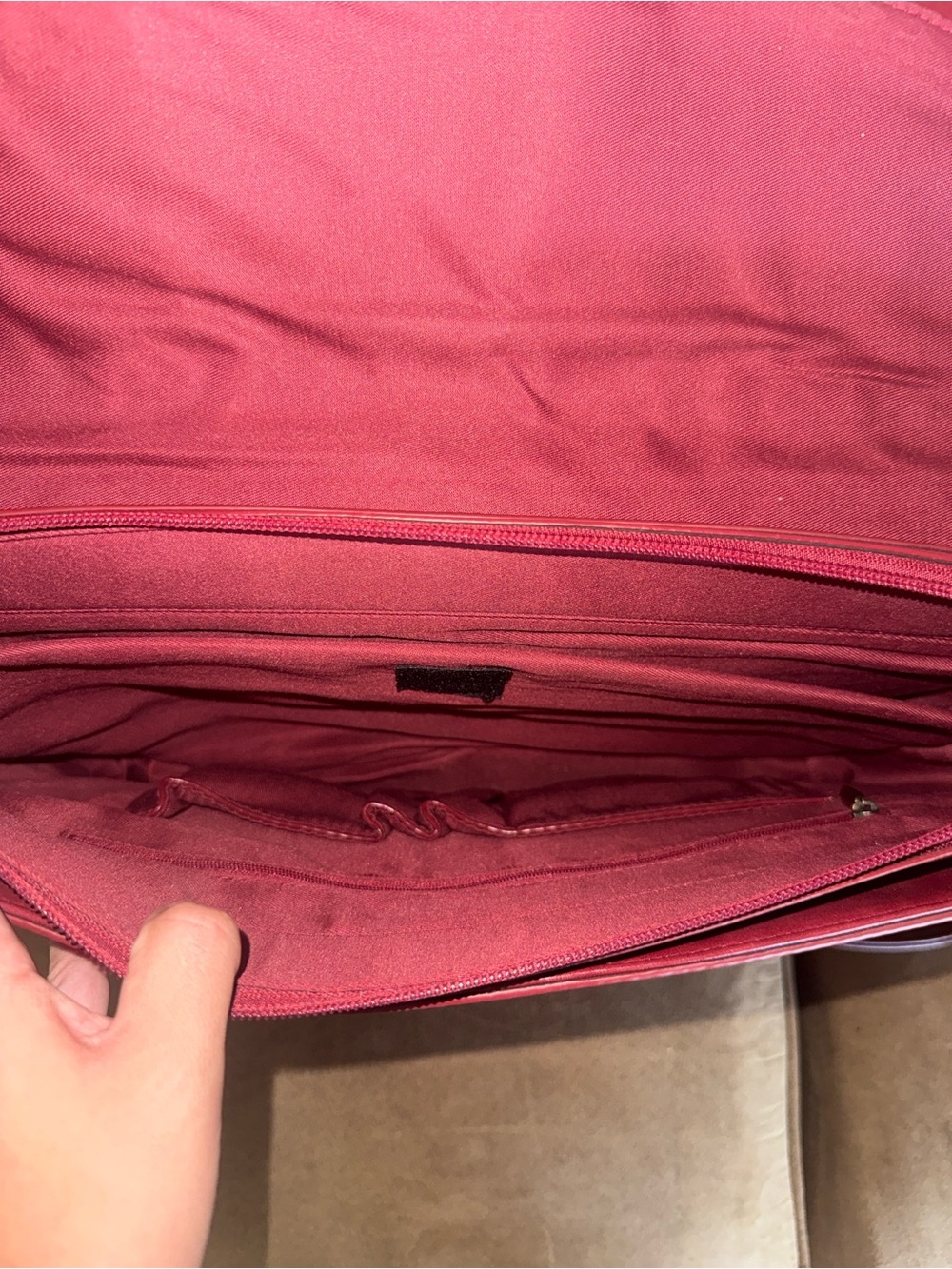 Ecosusi Red Burgundy faux leather satchel messenger bag - Picture 6 of 7